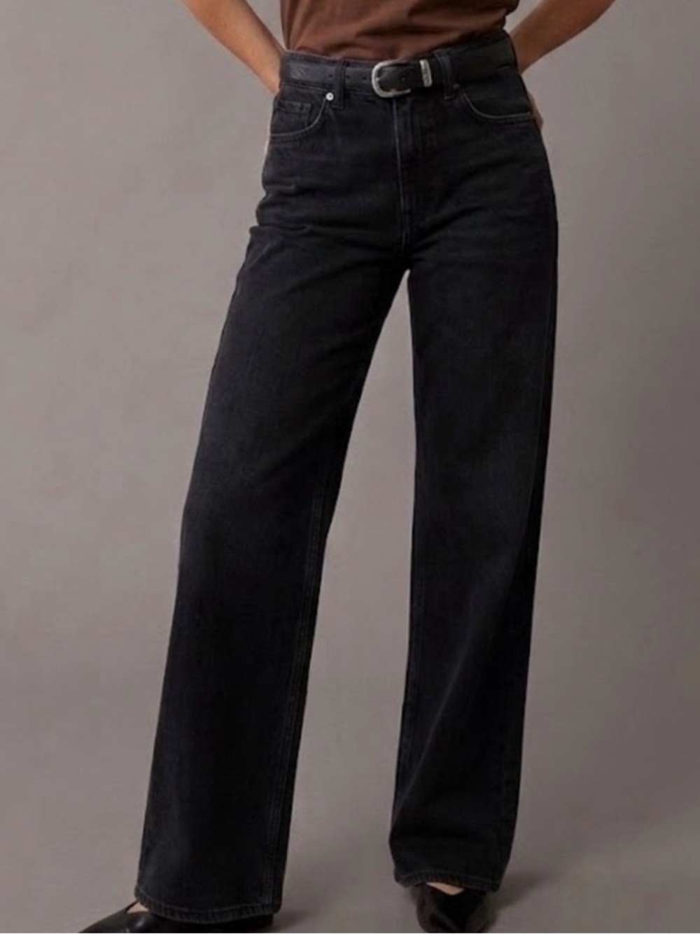 NWT! AE Black High-Rise Wide Leg Jeans